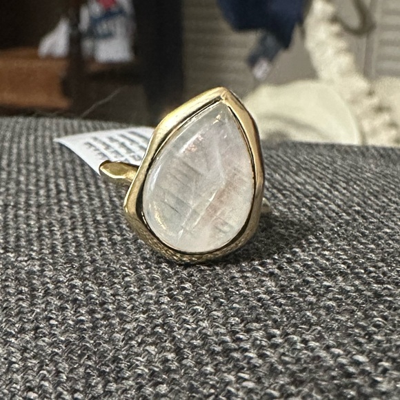 14K Gold Plated 925 Sterling Silver Rainbow Moonstone Ring 7 - Picture 4 of 13